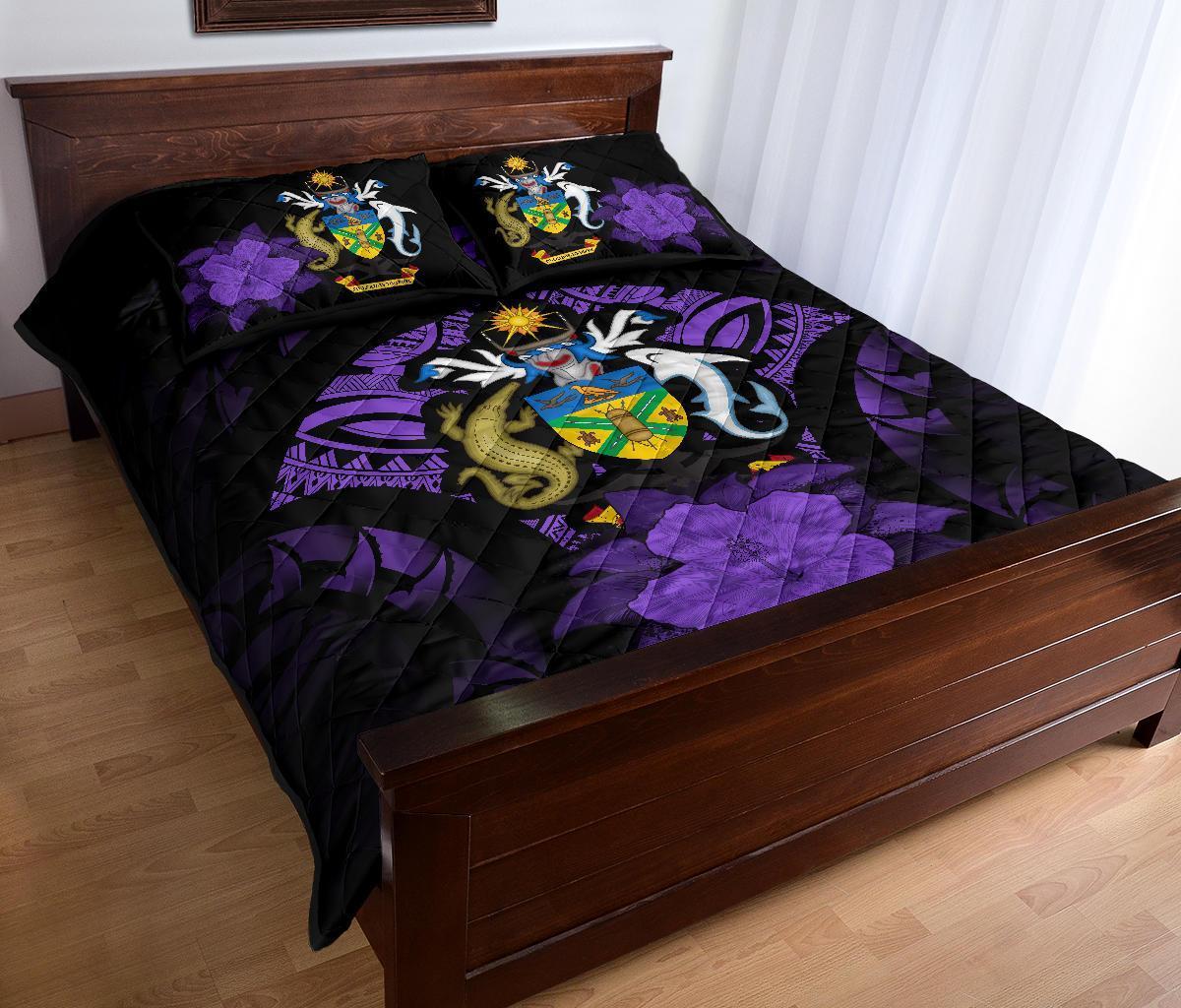 Solomon Islands Polynesian Quilt Bed Set Hibiscus Purple - Polynesian Pride