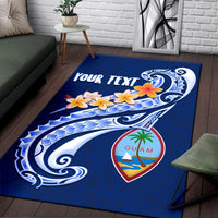 Guam Personalised Area Rug - Guam Seal Polynesian Patterns Plumeria (Blue) - Polynesian Pride