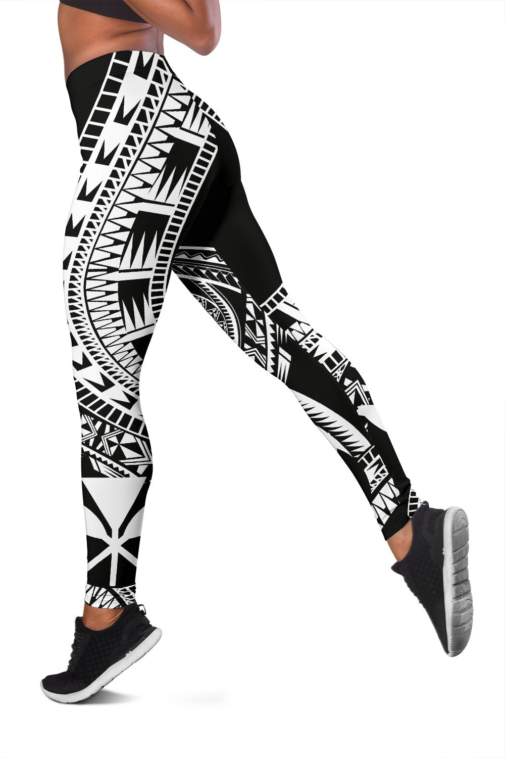 Hawaii Women Leggings Polynesian Pattern Black - Polynesian Pride