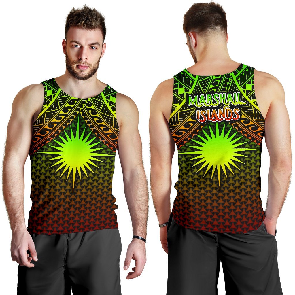 Polynesian Marshall Islands Men's Tank Top - Reggae Vintage Polynesian Patterns - Polynesian Pride