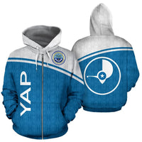 Yap All Over Zip up Hoodie Curve Version Unisex White - Polynesian Pride