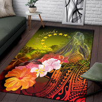 Cook Islands Area Rug - Humpback Whale with Tropical Flowers (Yellow) - Polynesian Pride
