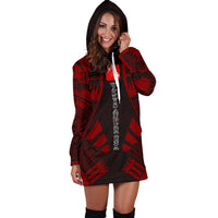 Wallis And Futuna Hoodie Dress - Polynesian Tattoo Red - Polynesian Pride