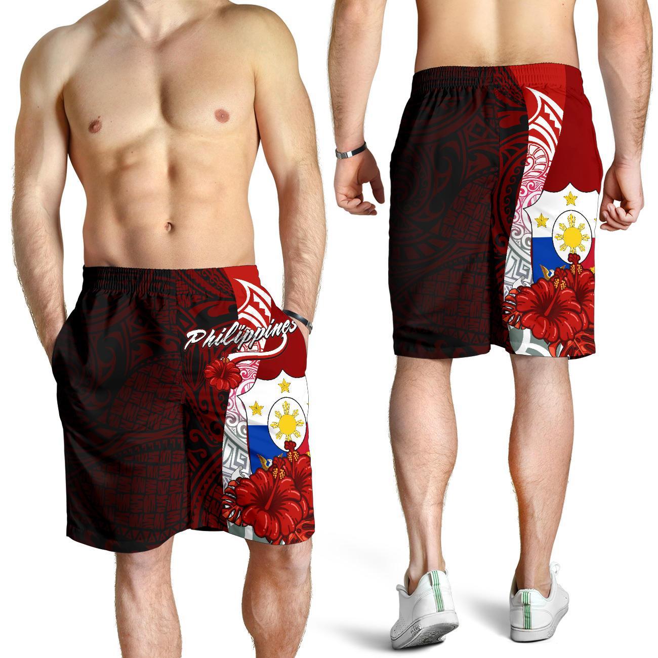 philippines-polynesian-mens-shorts-coat-of-arm-with-hibiscus