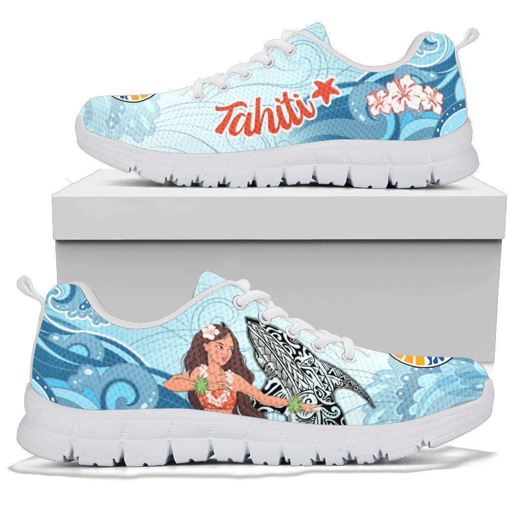 French Polynesia Sneakers - Polynesian Girls With Shark - Polynesian Pride