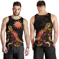 Nauru Men Tank Top - Turtle With Blooming Hibiscus Gold - Polynesian Pride