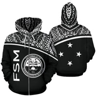 FSM All Over Zip up Hoodie Micronesia Curve Black Style Unisex Black - Polynesian Pride