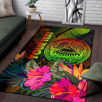 American Samoa Polynesian Personalised Area Rug - Hibiscus and Banana Leaves - Polynesian Pride