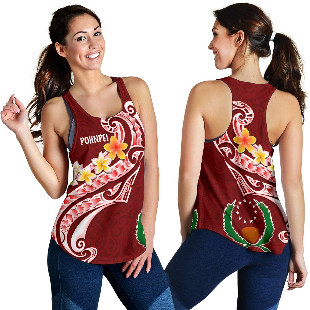 Pohnpei Women's Racerback Tank - Pohnpei Seal Polynesian Patterns Plumeria - Polynesian Pride