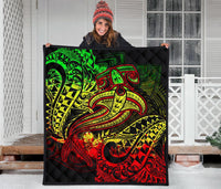 Polynesian Premium Quilt - Reggae Shark Polynesian Tattoo - Polynesian Pride