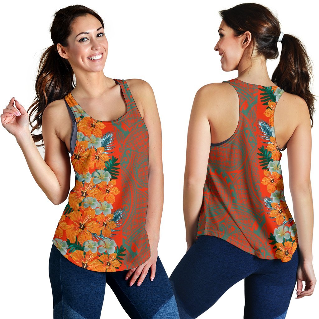 Tropical Polynesian - Hawaiian Women's Tank Top - Haka Style Orange - Polynesian Pride
