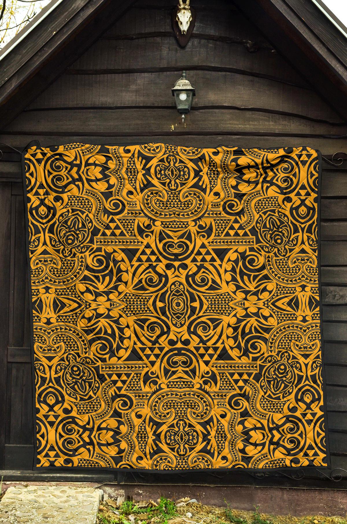 Polynesian Premium Quilt Yellow Black - Polynesian Pride