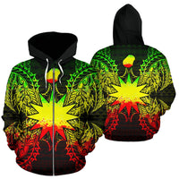 Nauru Polynesian All Over Zip up Hoodie Map Reggae Unisex Reggae - Polynesian Pride