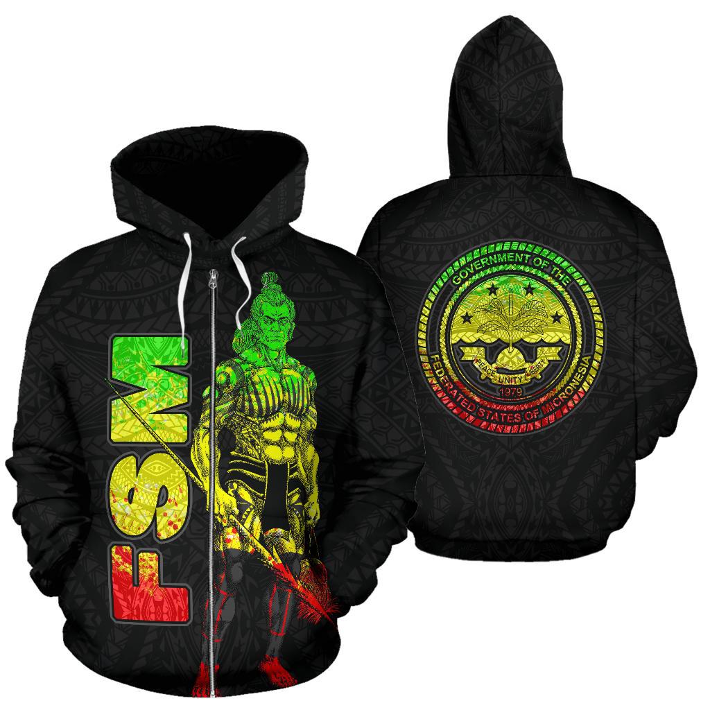 Federates States of Micronesia Zip up Hoodie Micronesian Warrior Reggae Unisex Reggae - Polynesian Pride