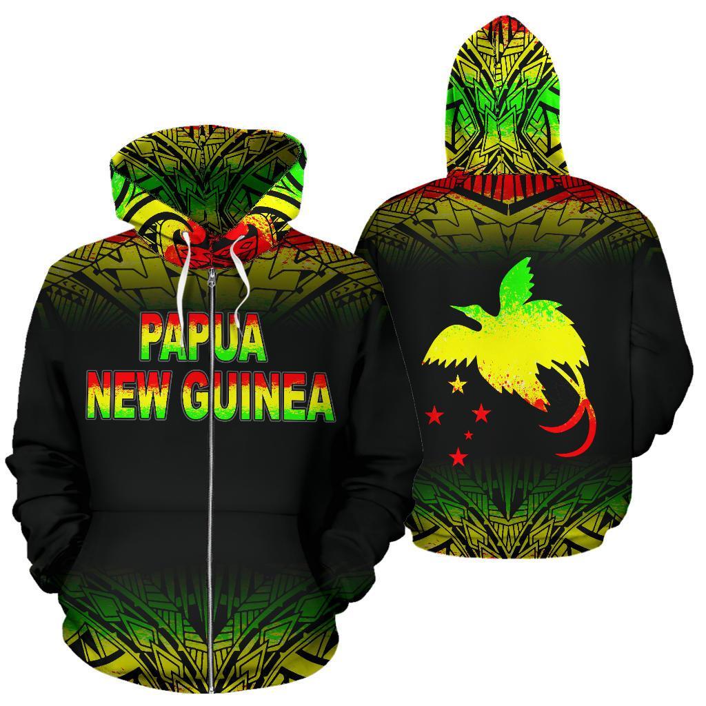 Papua New Guinea Polynesian All Over Zip up Hoodie Reggae Fog Unisex Reggae - Polynesian Pride