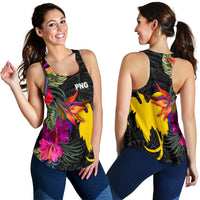 Papua New Guinea Women's Racerback Tank - Hibiscus Polynesian Pattern - Polynesian Pride