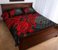 Federated States Of Micronesia Quilt Bed Set - Federated States Of Micronesia Seal & Red Turtle Hibiscus - Polynesian Pride