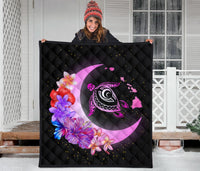 Hawaii Map Moon Star Turtle Plumeria Hibiscus Premium Quilt - Polynesian Pride