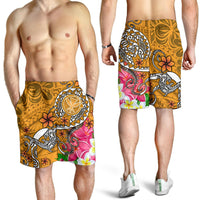 Hawaii Men's Shorts - Turtle Plumeria Polynesian Tattoo Gold Color - Polynesian Pride