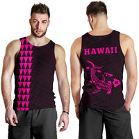 Hawaii Kakau Polynesian Hammerhead Shark Map Men's Tank Top - Pink Pink - Polynesian Pride