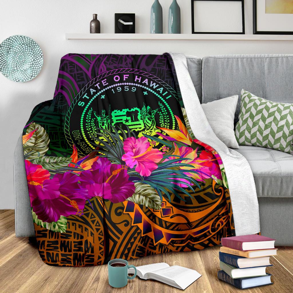 Polynesian Hawaii Premium Blanket - Summer Hibiscus - Polynesian Pride