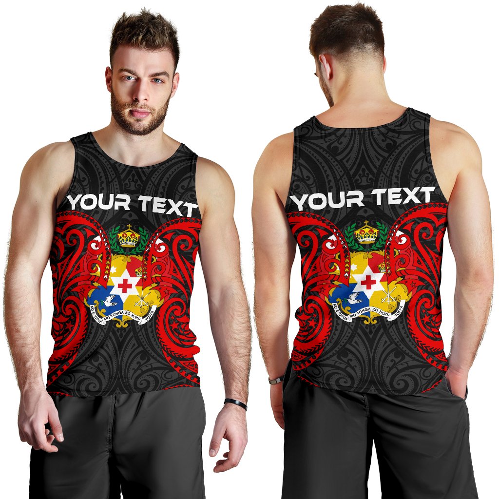 Tonga Polynesian Custom Personalised Men's Tank Top - Tongan Spirit Red - Polynesian Pride