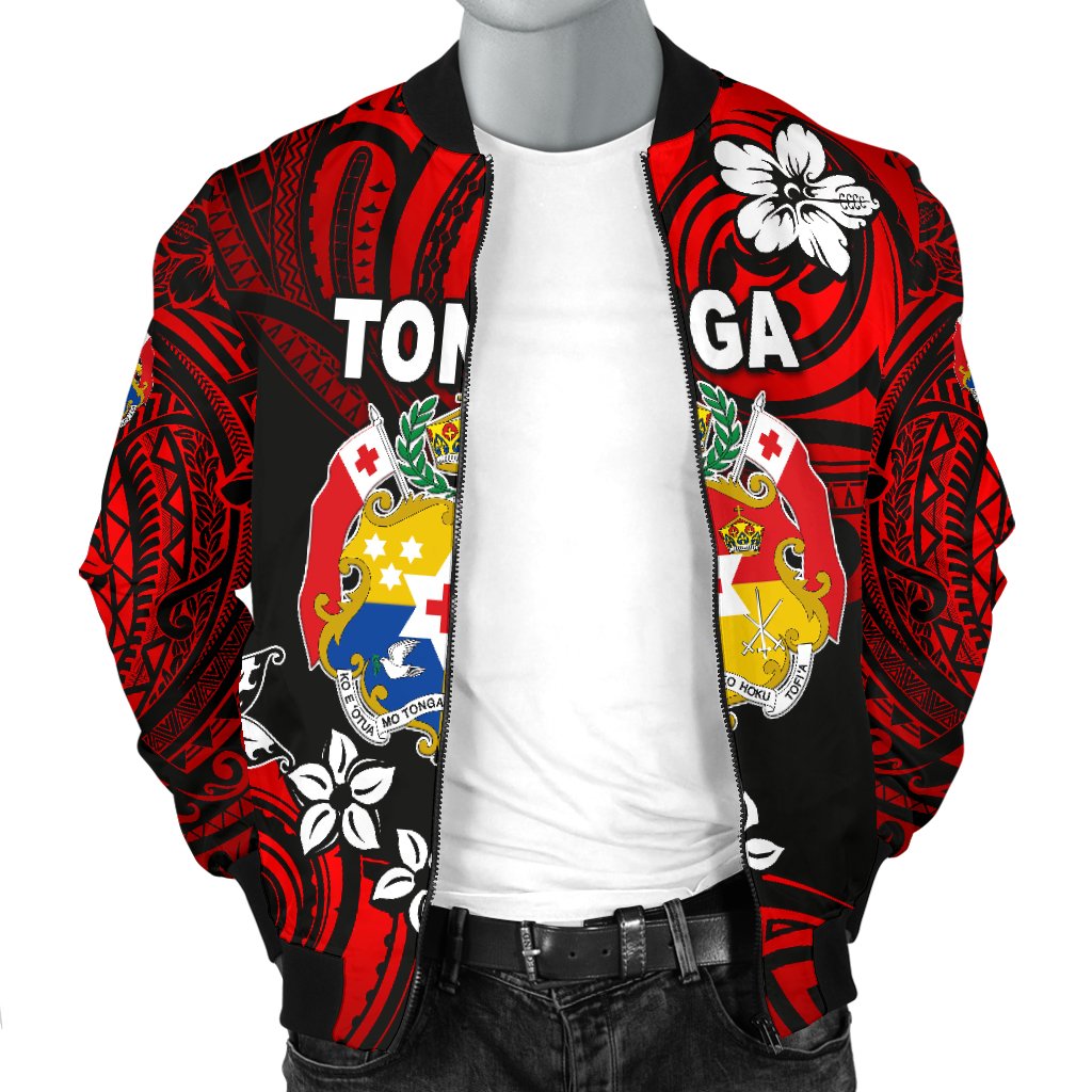Mate Ma'a Tonga Rugby Men's Bomber Jacket Polynesian Unique Vibes - Red - Polynesian Pride