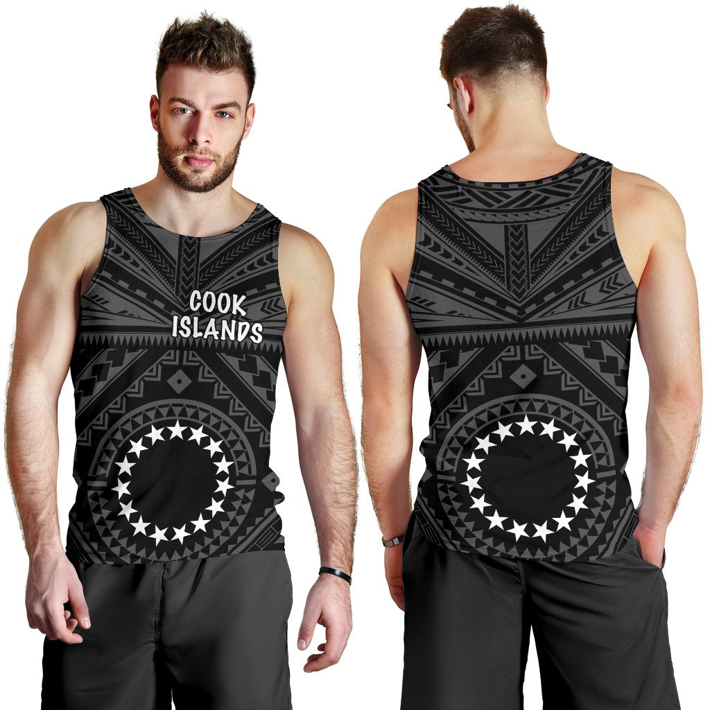 Cook Island Men's Tank Top - Seal With Polynesian Tattoo Style ( Black) - Polynesian Pride