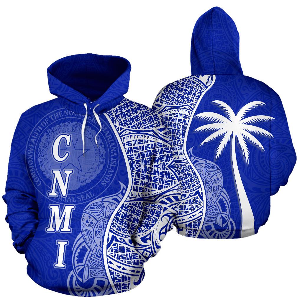 Northern Mariana Islands Polynesian Hoodie Coconut Tree Blue Unisex Blue - Polynesian Pride