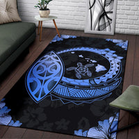 Hawaii Turtle Hibiscus Corner Map Polynesian Area Rug AH - Polynesian Pride