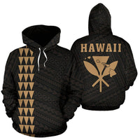 Polynesian Kakau Kanaka Map of Hawaii Hoodie Gold Unisex Gold - Polynesian Pride