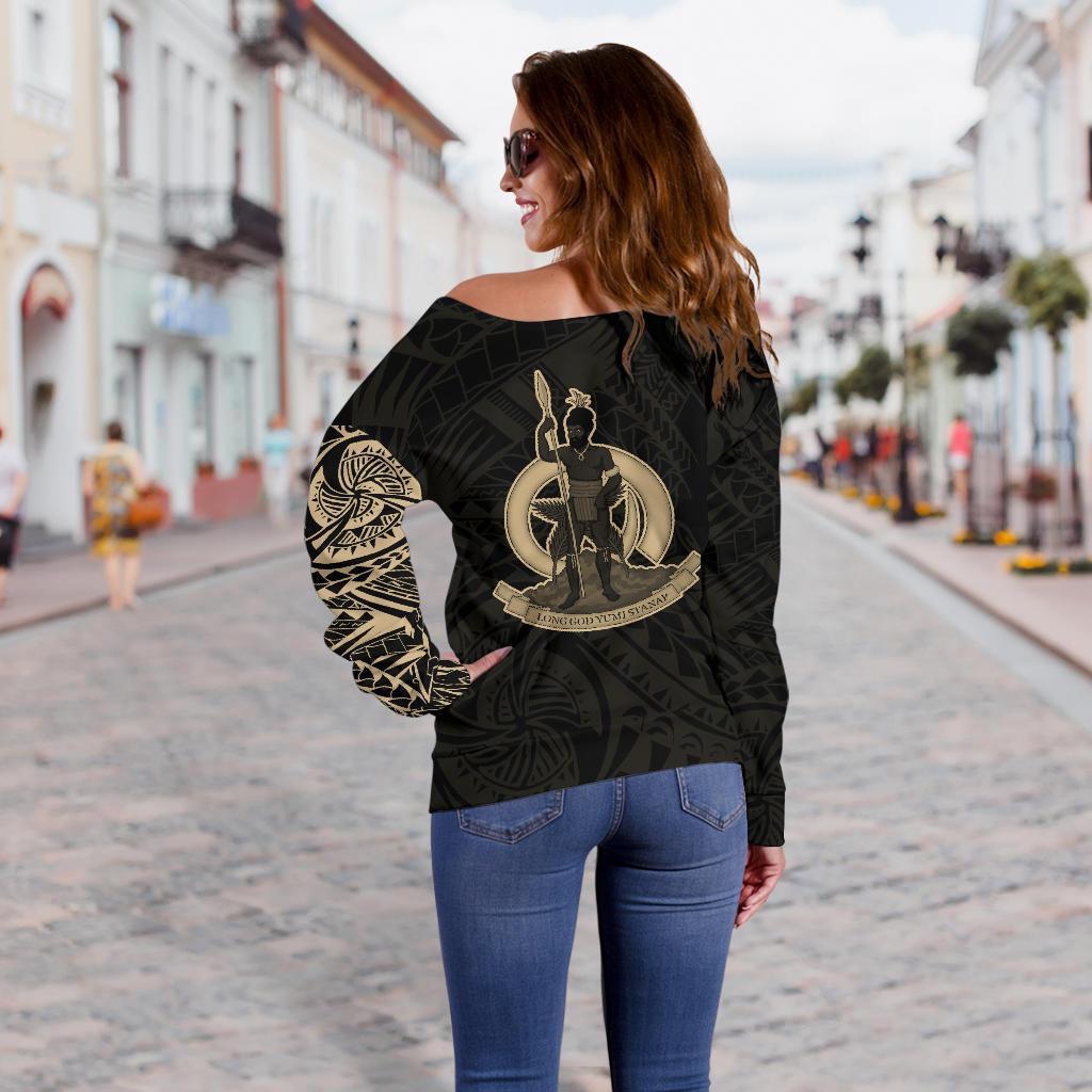 Vanuatu in My Heart Tattoo Style Off Shoulder Sweater A7 - Polynesian Pride