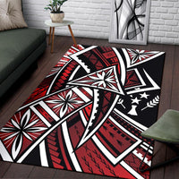 Kosrae Area Rug - Tribal Flower Special Pattern Red Color Red - Polynesian Pride
