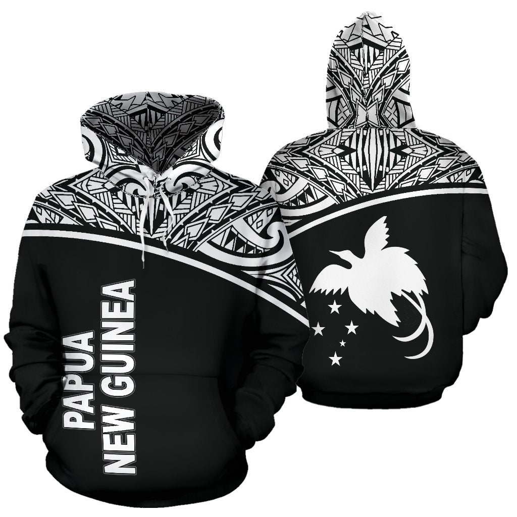 Papua New Guinea Polynesian ll Over Hoodie Black Curve Unisex Black - Polynesian Pride
