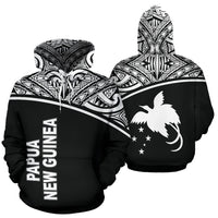 Papua New Guinea Polynesian ll Over Hoodie Black Curve Unisex Black - Polynesian Pride