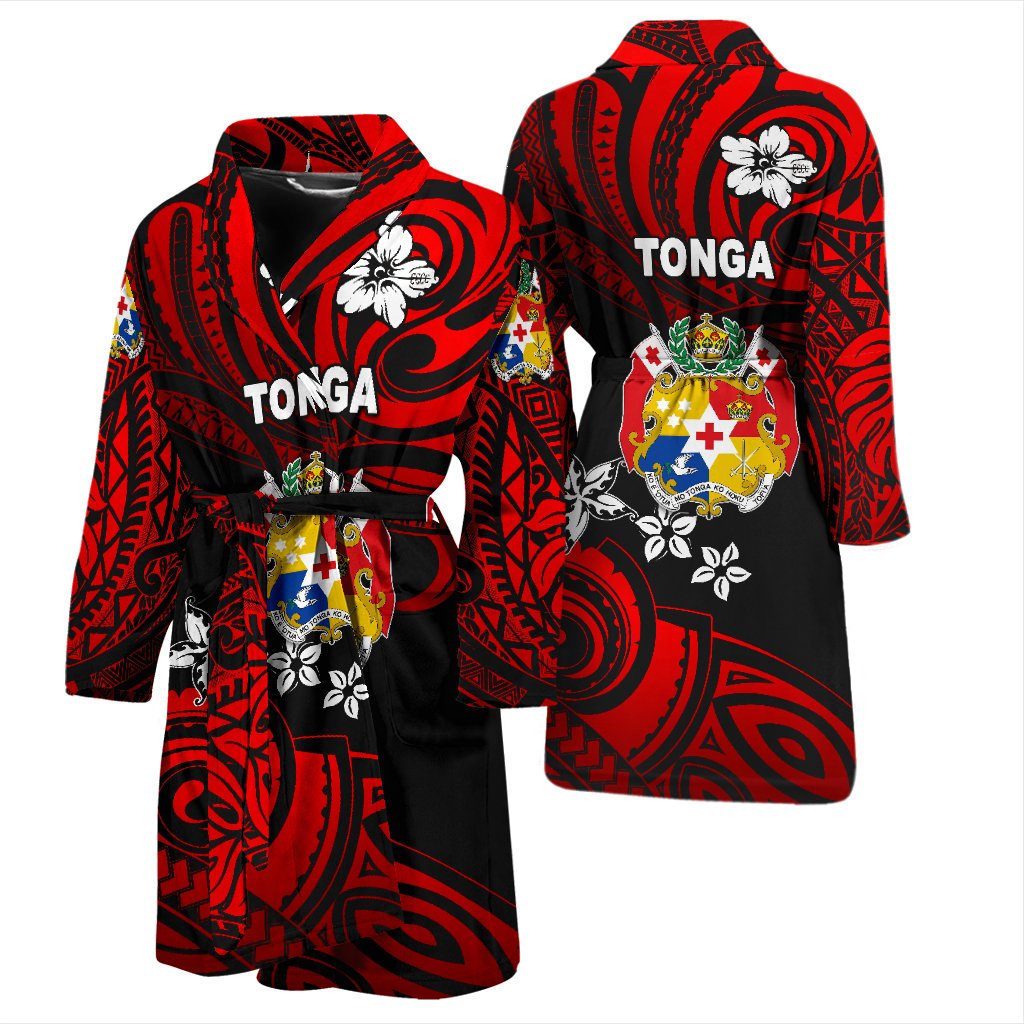 Mate Ma'a Tonga Rugby Men's Bath Robe Polynesian Unique Vibes - Red - Polynesian Pride
