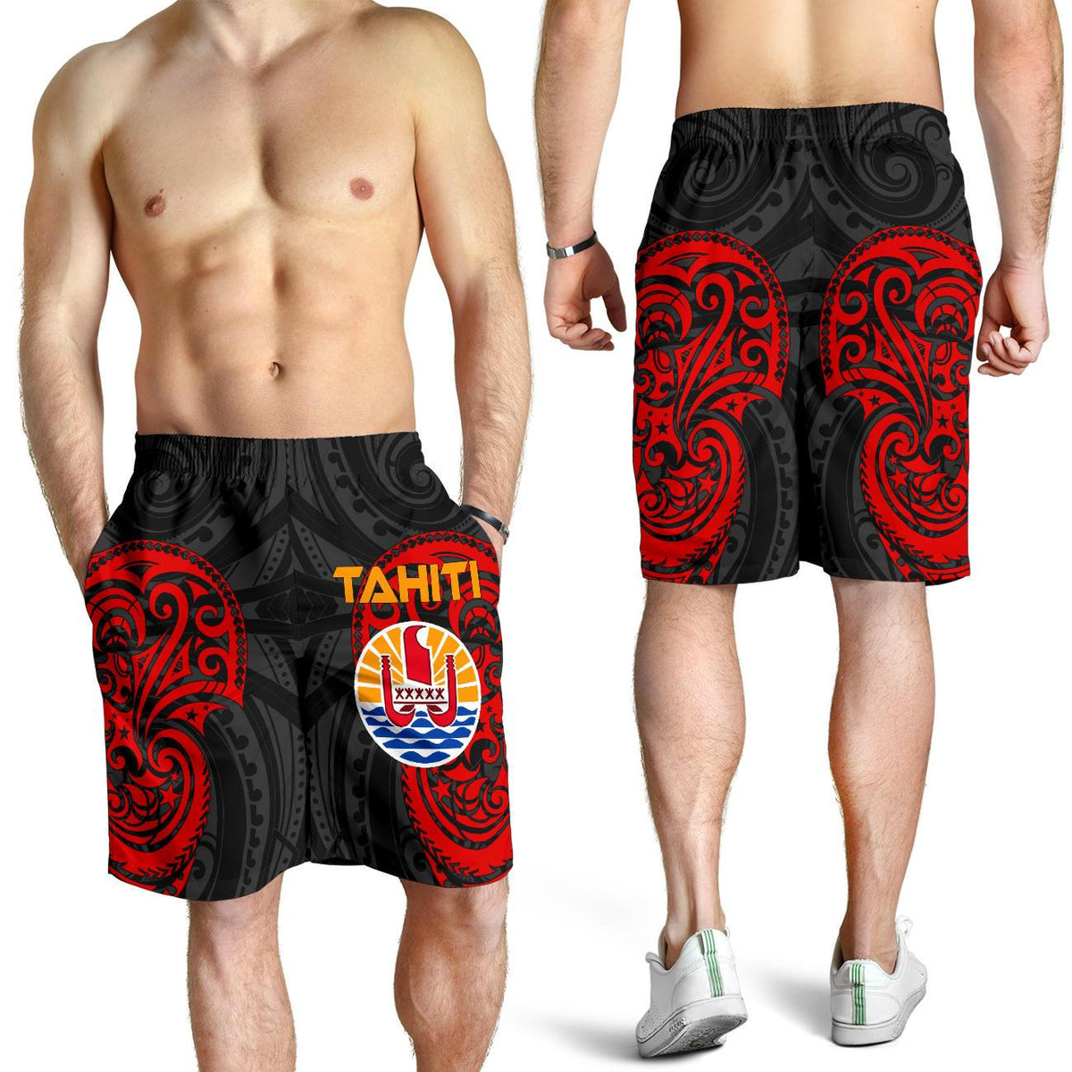 Tahiti Polynesian Men's Short - Tahitians Spirit Red - Polynesian Pride