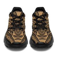 Polynesian Plumeria Mix Gold Black Chunky Sneakers - Polynesian Pride