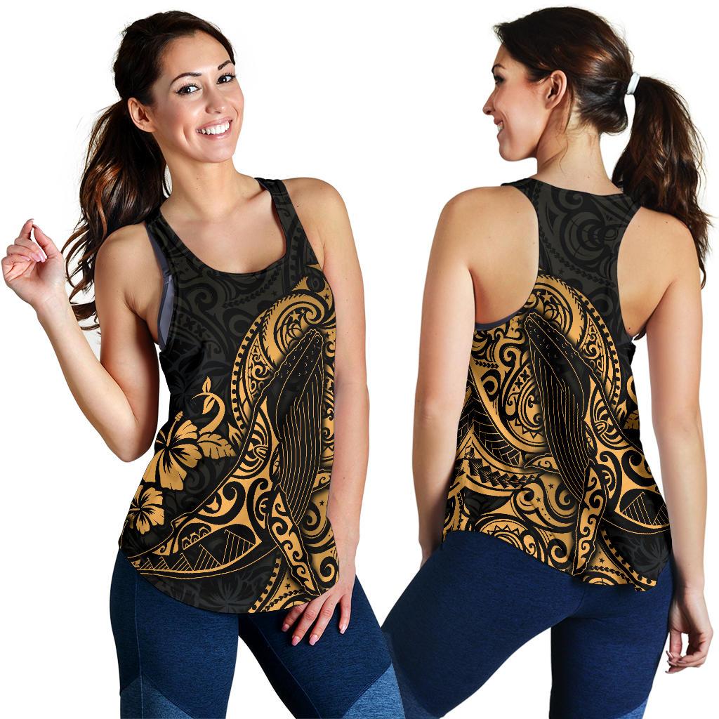 Polynesian Hawaii Women's Racerback Tank - Polynesian Golden Humpback Whale - Polynesian Pride