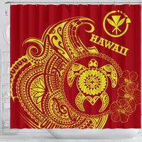 Hawaii Polynesian Shower Curtain - Vintage Polynesian Turtle (Red) - Polynesian Pride