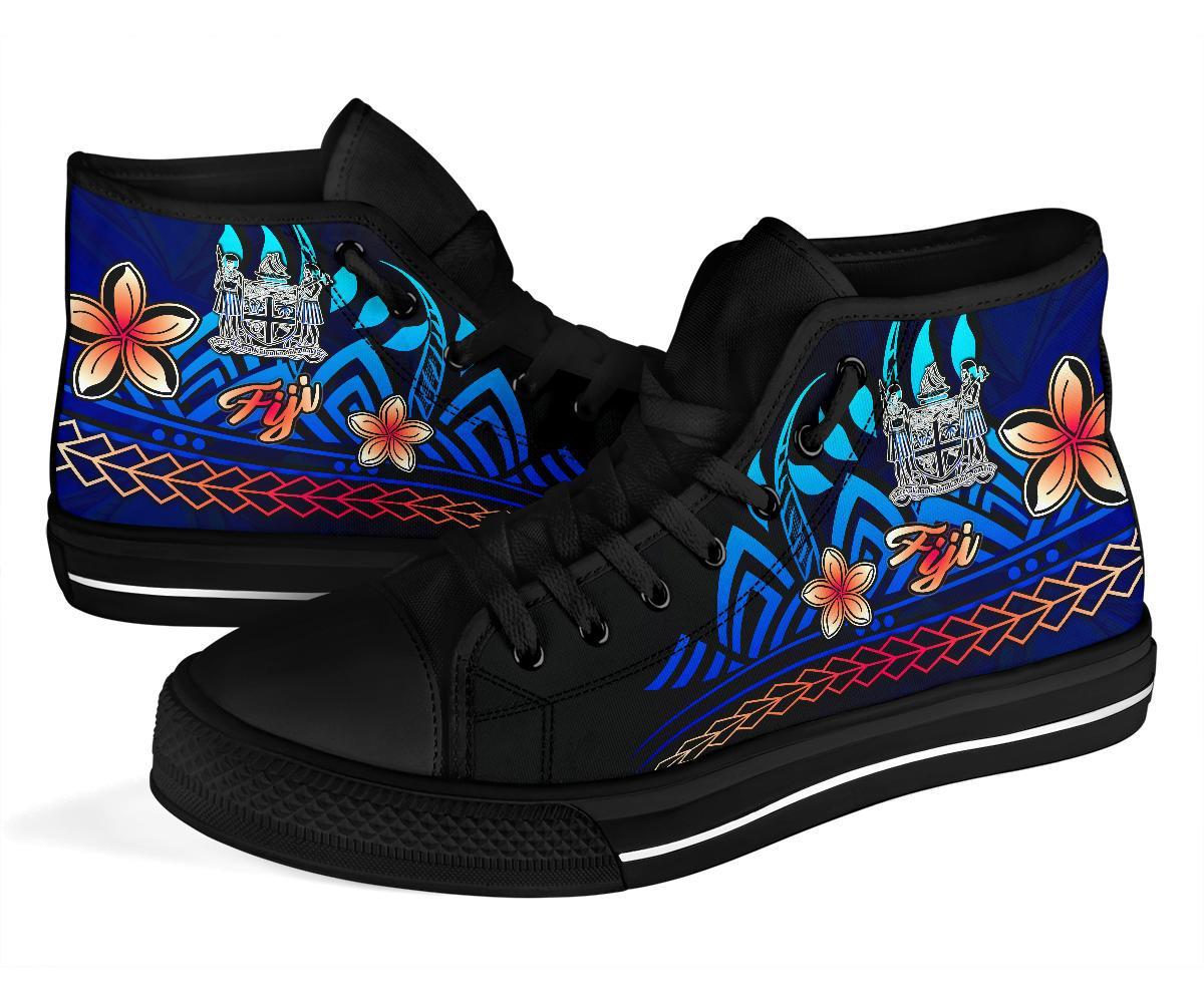 Fiji High Top Shoes Blue - Vintage Tribal Mountain Crest - Polynesian Pride
