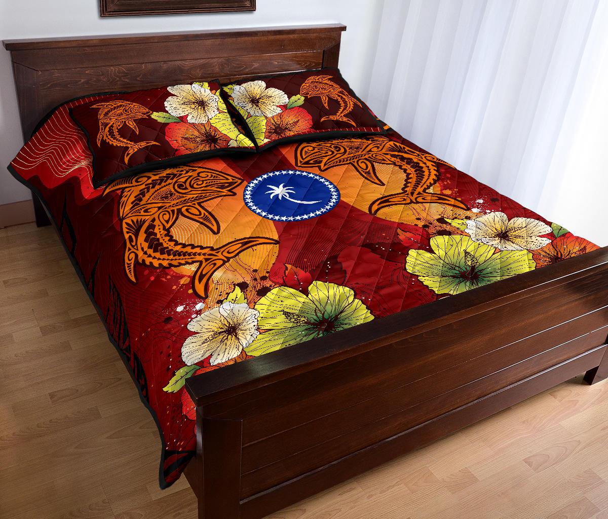 Chuuk Quilt Bed Sets - Tribal Tuna Fish Orange - Polynesian Pride