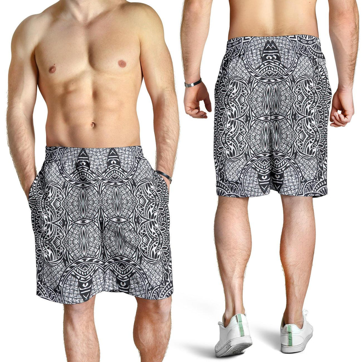 Polynesian Lauhala Mix White Men's Short - Polynesian Pride