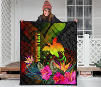 Papua New Guinea Polynesian Personalised Premium Quilt - Hibiscus and Banana Leaves - Polynesian Pride