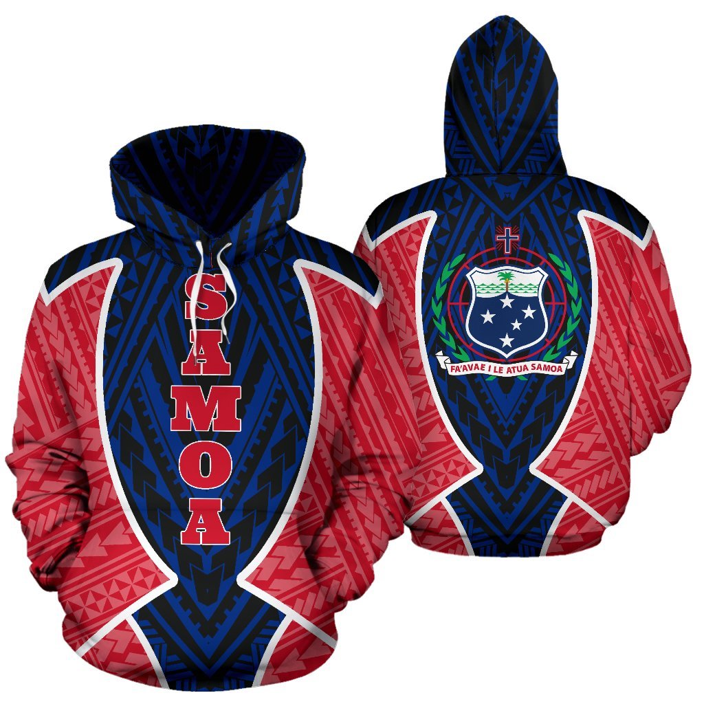 Samoa Hoodie Samoa Coat of Arms Polysenian Tattoo Sport Style Unisex Black - Polynesian Pride