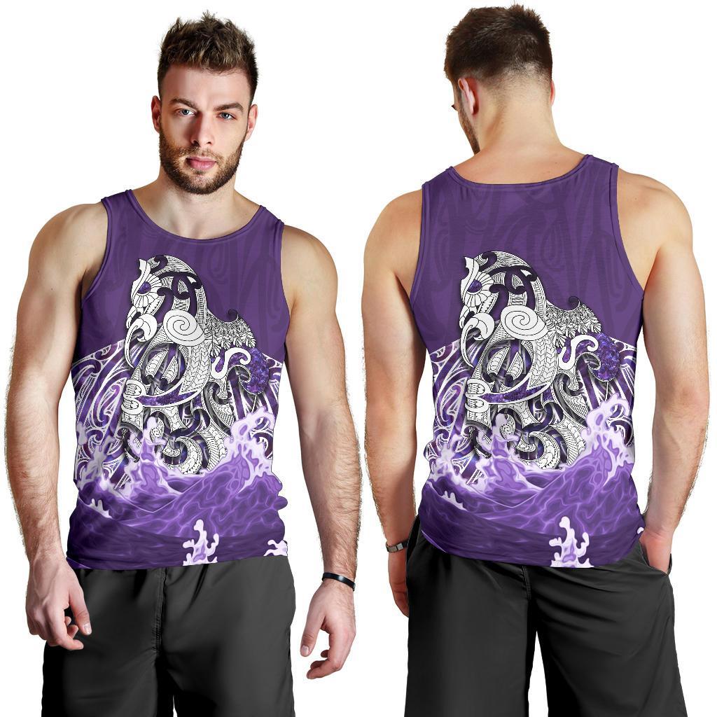 Maori Manaia The Blue Sea Men Tank Top, Purple - Polynesian Pride
