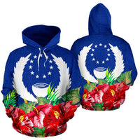 Pohnpei Polynesian Hoodie Flag Hibiscus Unisex Blue - Polynesian Pride