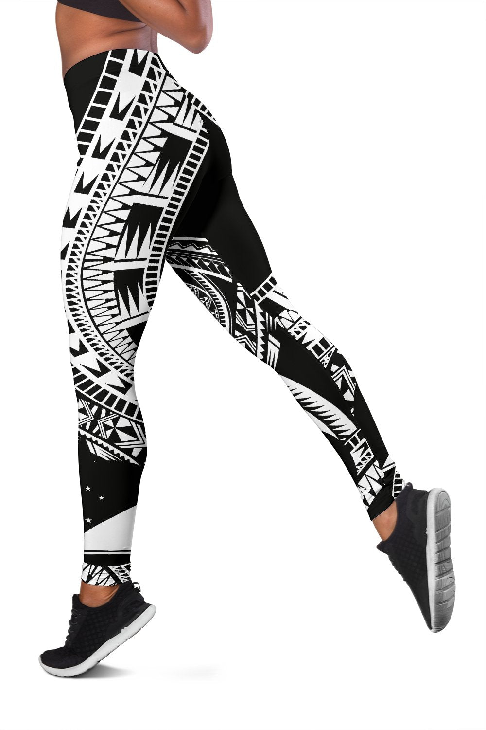 Tokelau Women Leggings Polynesian Pattern Black - Polynesian Pride