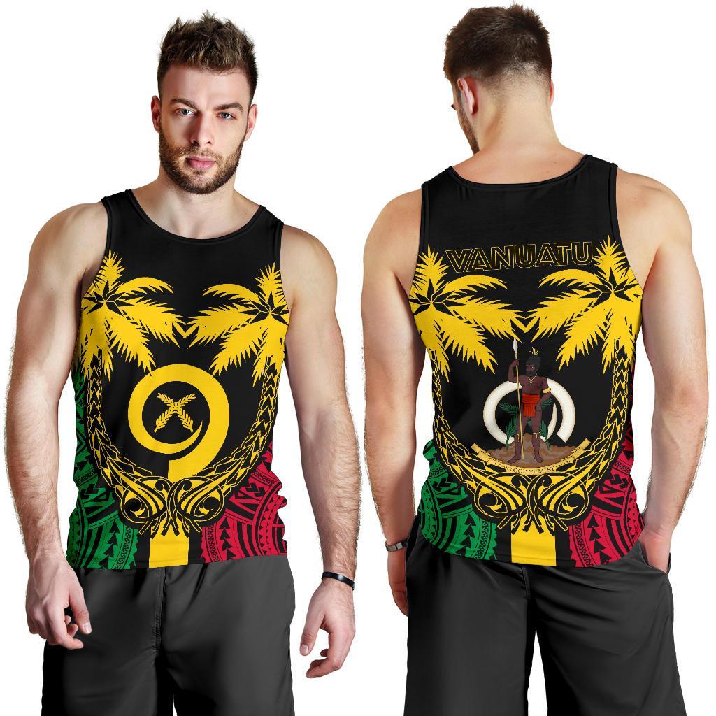 Vanuatu Coconut Men's Tank Top A02 Black - Polynesian Pride
