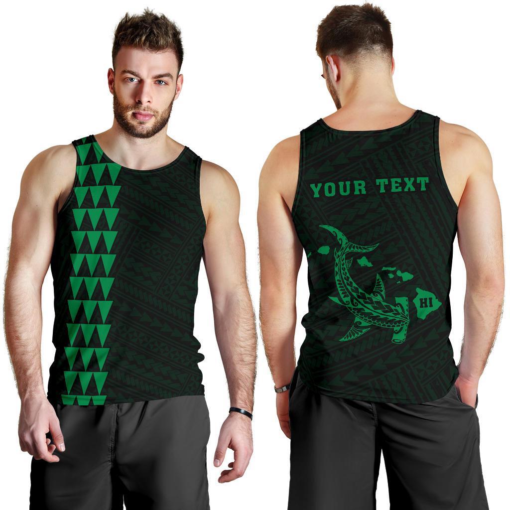 Hawaii Kakau Polynesian Hammerhead Shark Personalized Men's Tank Top - Green Green - Polynesian Pride